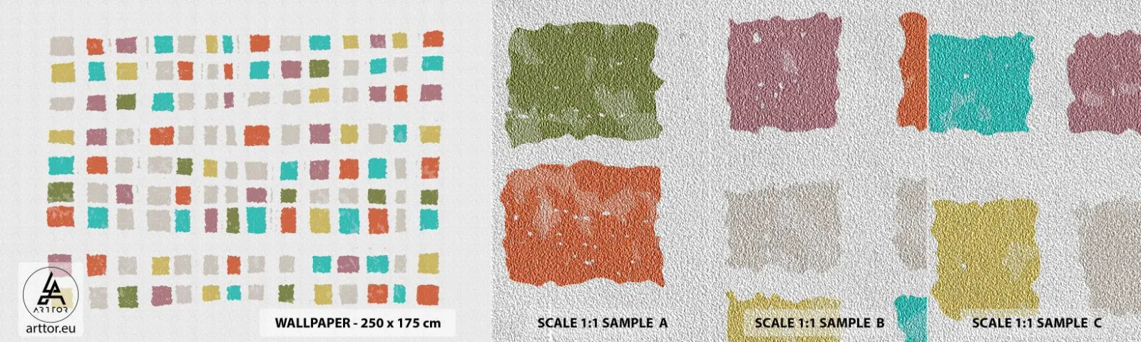 Vzorka fototapety Premium Sand - Neznáma hra - Pastel, Štvorce, Minimalizmus - 100x30 cm