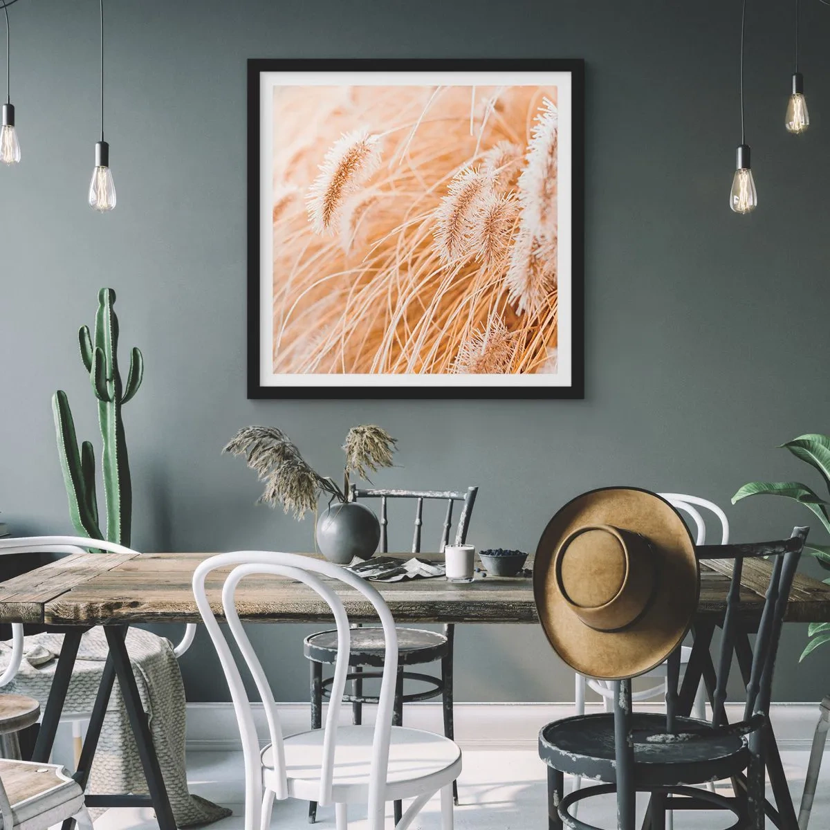 Plagát v čiernom ráme - Zlaté šušťanie tráv - 60x60 cm