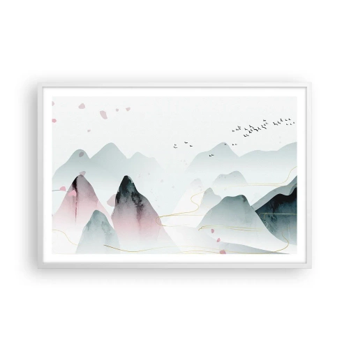Plagát v bielom ráme - Cez vrcholy - 91x61 cm