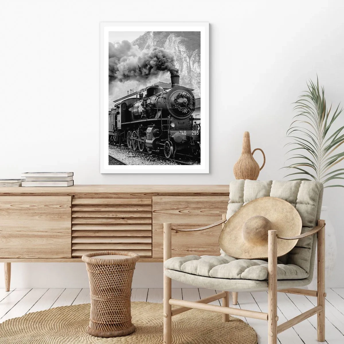 Plagát v bielom ráme - Stojí na stanici… - 70x100 cm