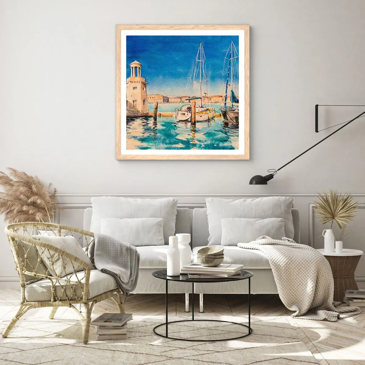 Plagát v ráme zo svetlého duba - Slnečná lagúna - 60x60 cm