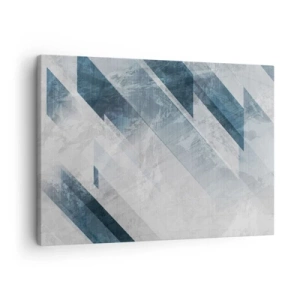 Obraz na plátne - Abstraktné čiary v odtieňoch sivej a modrej - 70x50cm - Priestorová kompozícia – pohyb šedej - Moderná nástenná dekorácia do obývacej izby a spálne ARTTOR