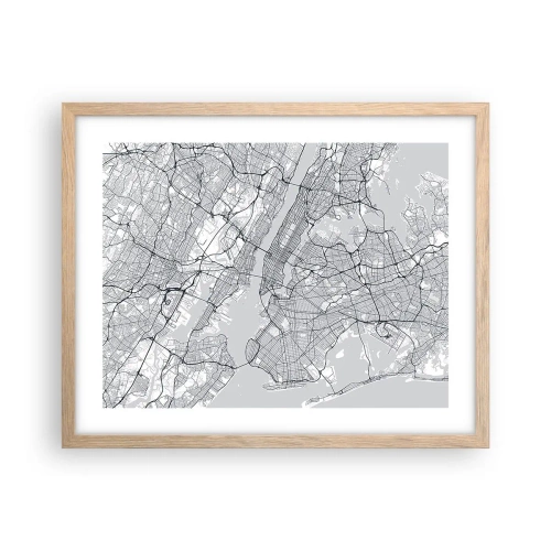 Plagát v ráme zo svetlého duba - Anatómia metropoly - 50x40 cm