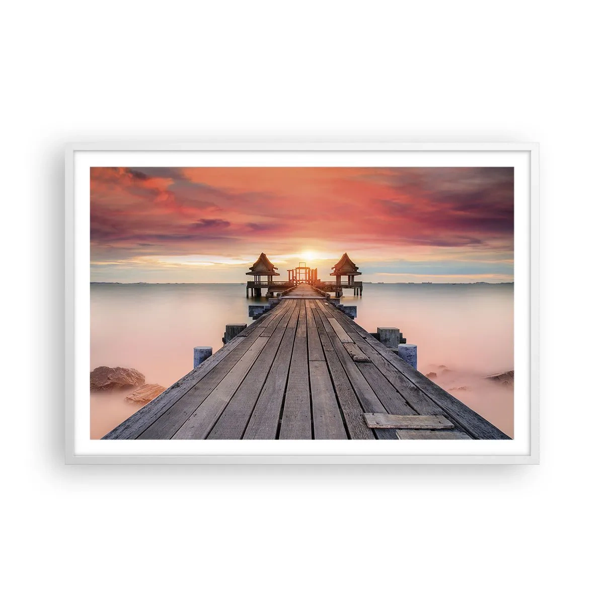 Plagát v bielom ráme - Západ na východe - 91x61 cm