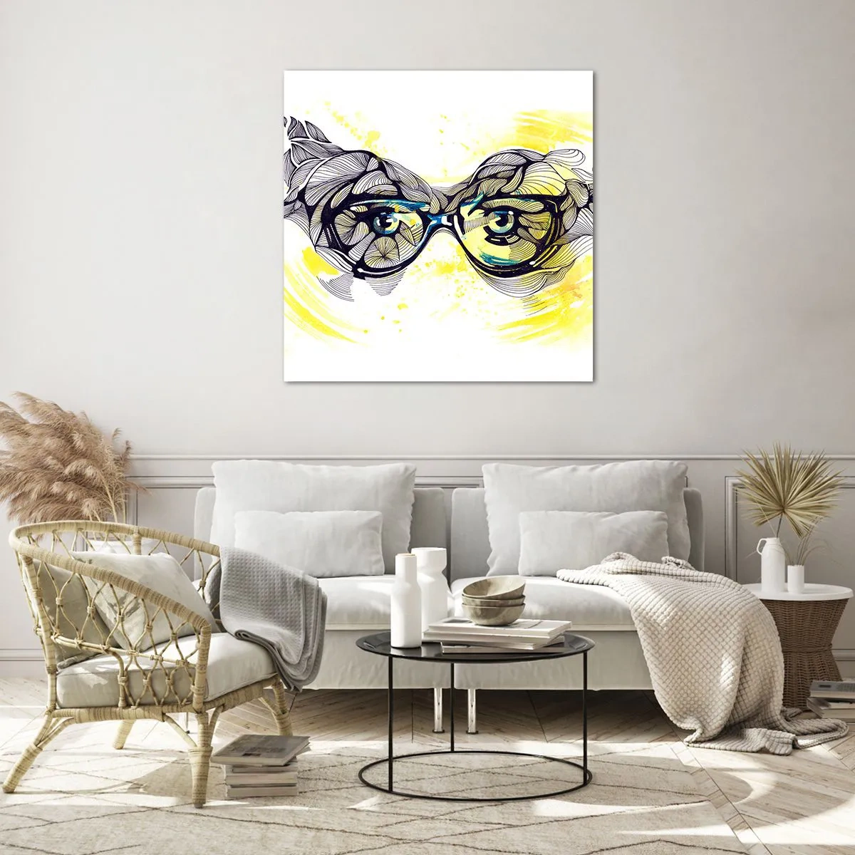 Obraz na skle - Cez modré okuliare - 60x60 cm