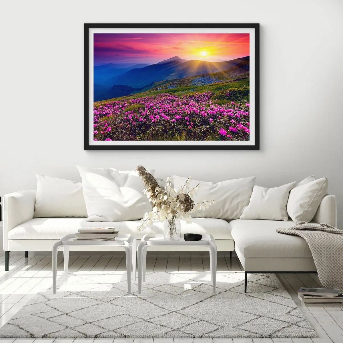 Plagát v čiernom ráme - …A okolo vonia kosodrevina a voňajú byliny - 100x70 cm