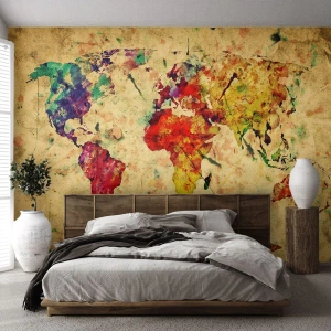 Fototapeta Standard Eco - Život je farebný ako papier mapy - Mapa sveta, kontinentov, Cestuje - 400x280 cm