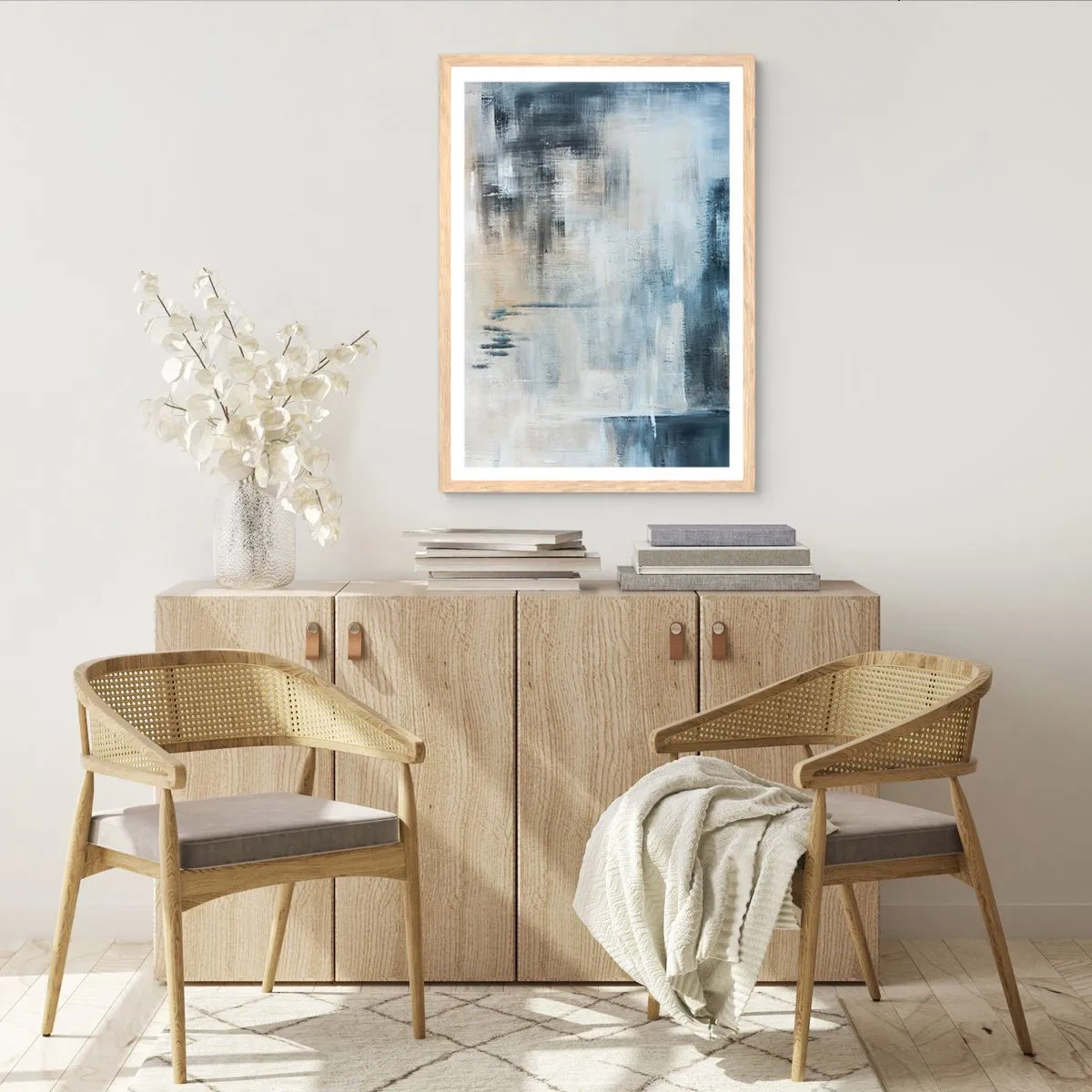 Plagát v ráme zo svetlého duba - Za závojom modrej - 70x100 cm