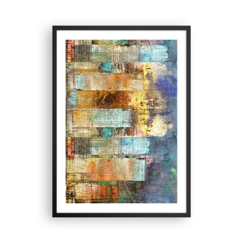 Plagát v čiernom ráme - Akvarelová raja v odtieňoch modrej na svetlom pozadí - 50x70cm - Slnečná metropola - Moderná nástenná dekorácia do obývacej izby a spálne ARTTOR