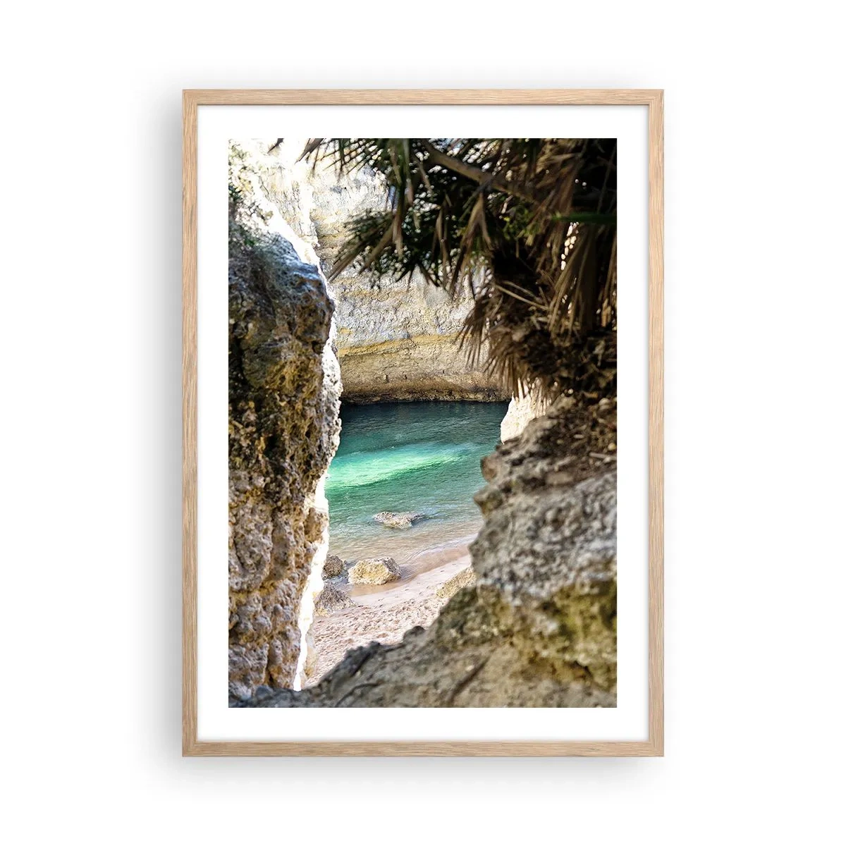 Plagát v ráme zo svetlého duba - Tyrkysová zátoka - 50x70 cm