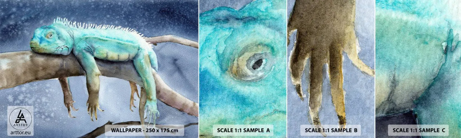 Vzorka samolepiacej fototapety Deluxe Sticker - Je fajn! - Chameleón, Zviera, Lenivosť - 100x30 cm