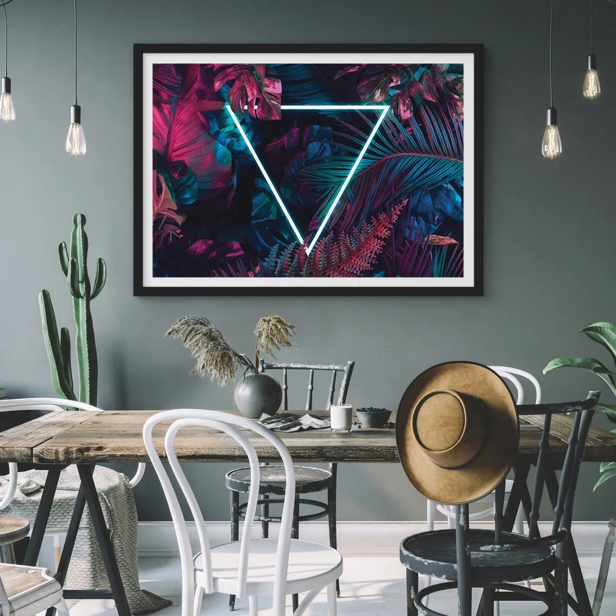 Plagát v čiernom ráme - Záhrada v disco štýle - 91x61 cm