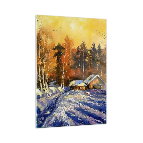 Obraz na skle - Zimná impresia v slnku - 50x70 cm