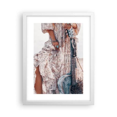 Plagát v bielom ráme - Kvetinové deti na ceste - 30x40 cm