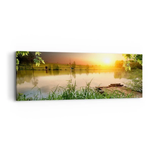 Obraz na plátne - Krajina v zelenom ráme - 90x30 cm