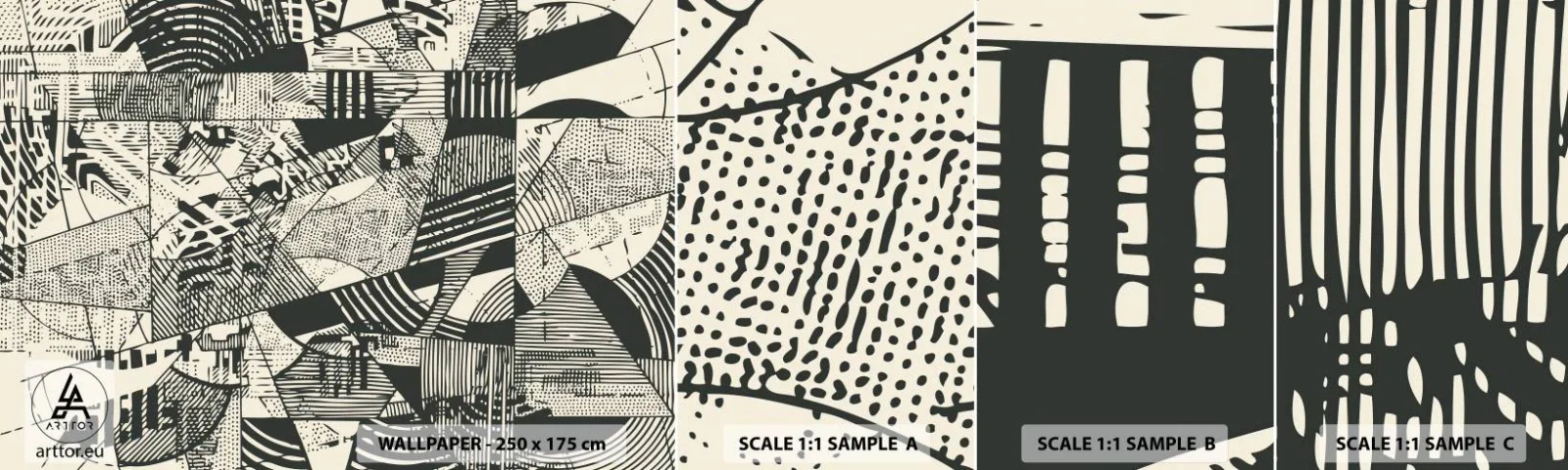 Vzorka samolepiacej fototapety Deluxe Sticker - Dynamika súčasnosti - Abstrakcia, Vintage, Grafika - 100x30 cm