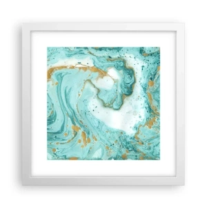 Plagát v bielom ráme - Pod veľkou vlnou z epochy Edo - 30x30 cm