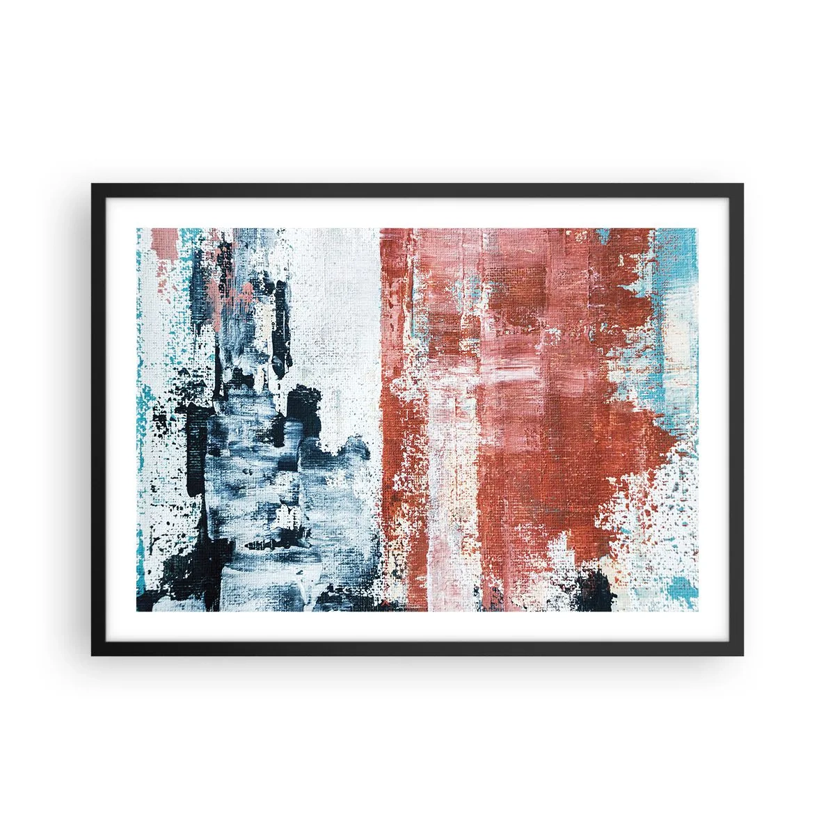 Plagát v čiernom ráme - Abstraktné pol na pol - 70x50 cm