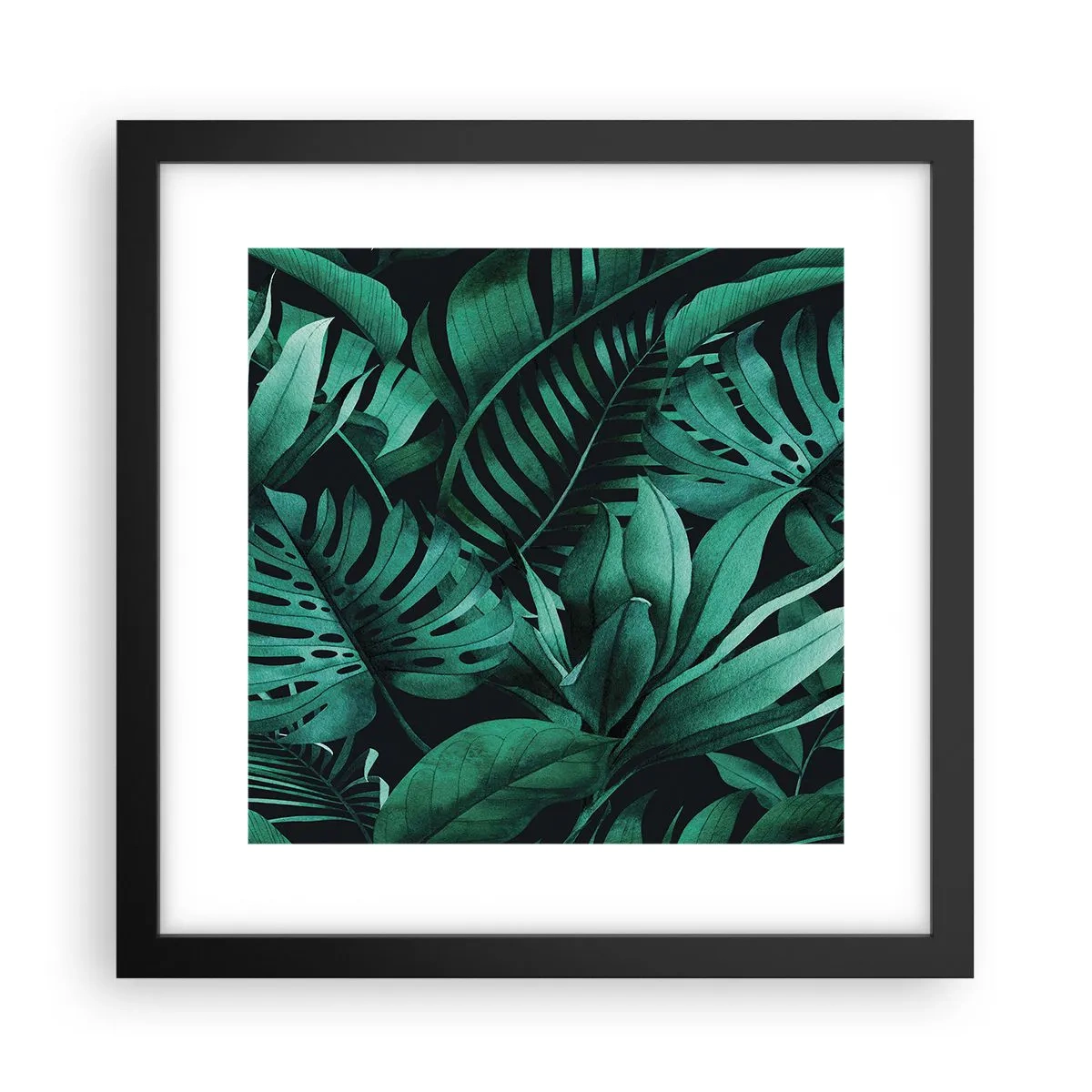 Plagát v čiernom ráme - Hĺbka tropickej zelene - 30x30 cm