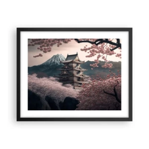 Plagát v čiernom ráme - Krajina kvitnúcich čerešní - 50x40 cm