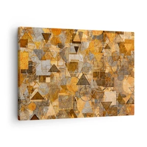 Obraz na plátne - Abstraktné geometrické vzory v odtieňoch zlata - 70x50cm - Svet zachytený do tvaru - Moderná nástenná dekorácia do obývacej izby a spálne ARTTOR