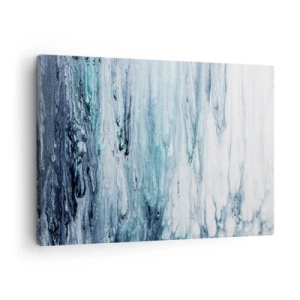 Obraz na plátne - Abstraktné modré a biele pruhy pripomínajúce cencúle - 70x50cm - Modré cencúle - Moderná nástenná dekorácia do obývacej izby a spálne ARTTOR