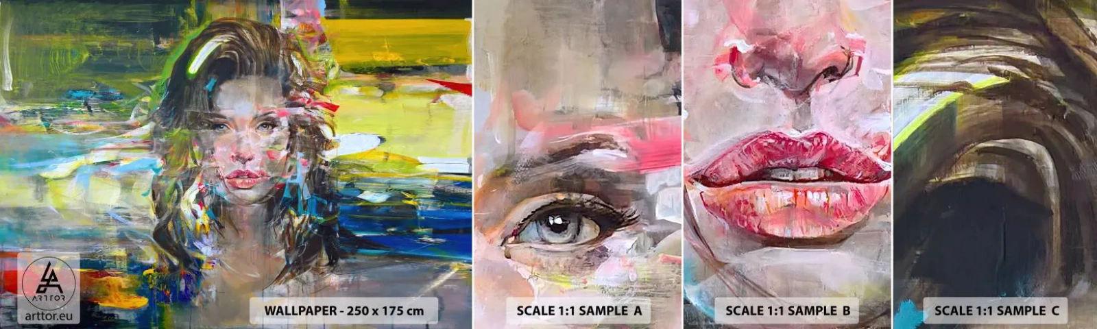 Vzorka Fototapeta Standard Eco - Za závojom vzduchu - Portrét ženy, Tvár, Abstrakcia - 100x30 cm