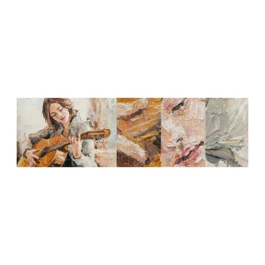 Vzorka fototapety Premium Canvas - Koncert pre gitaru a dievčenské srdce - Gitara, Hudba, Dievča - 100x30 cm