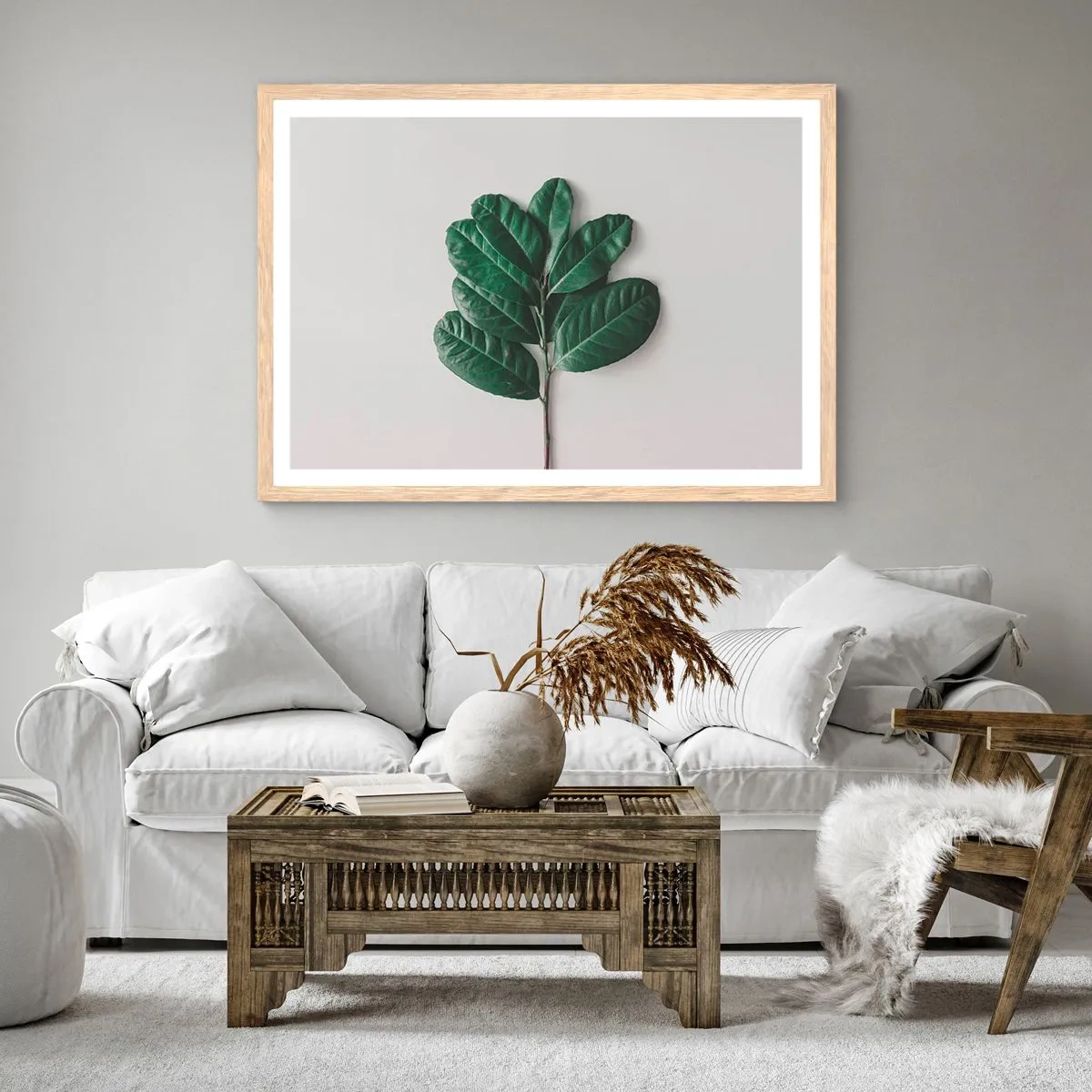 Plagát v ráme zo svetlého duba - Kresba samotnej prírody - 40x30 cm