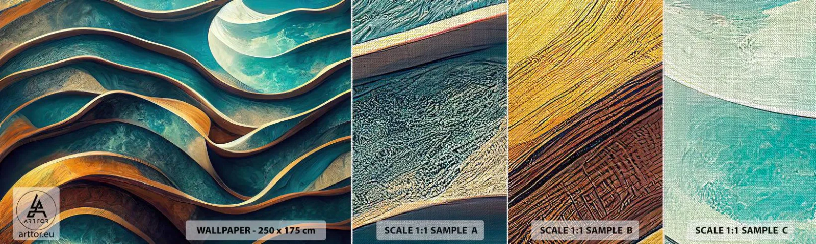 Vzorka fototapety Premium Canvas - Meandre modrej - Vlny, Abstrakcia, Trojrozmerný - 100x30 cm