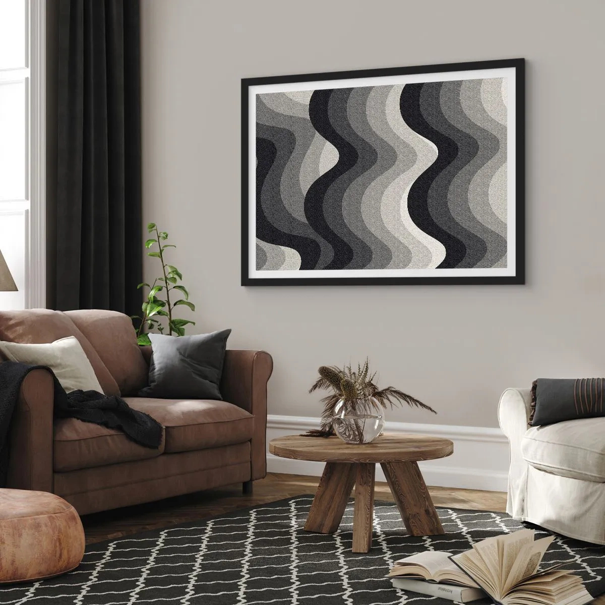 Plagát v čiernom ráme - Vlna za vlnou - 70x50 cm