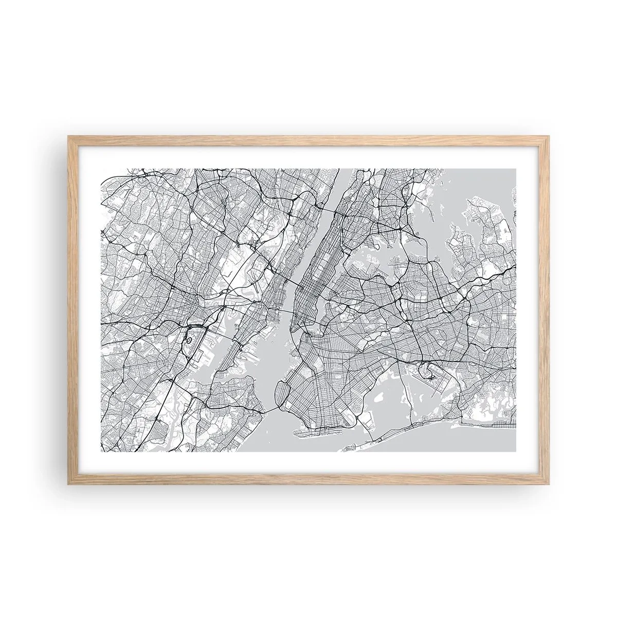 Plagát v ráme zo svetlého duba - Anatómia metropoly - 70x50 cm
