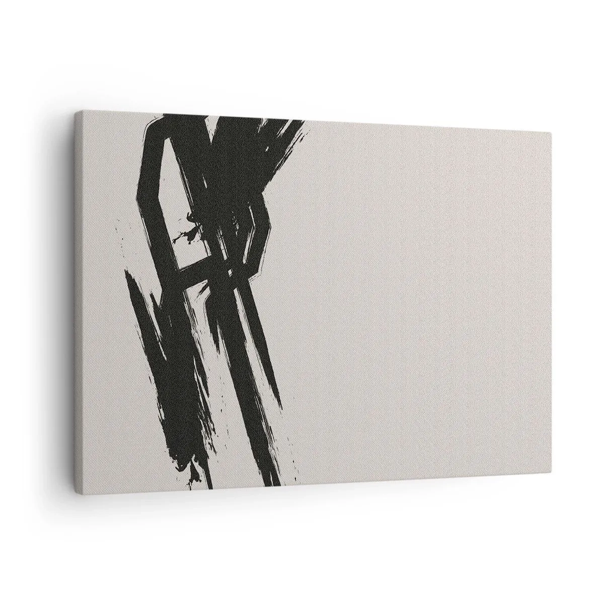 Obraz na plátne - Dynamické ťahy štetcom v čiernej farbe na svetlom pozadí - 70x50cm - Nezastaviteľná hybnosť - Moderná nástenná dekorácia do obývacej izby a spálne ARTTOR