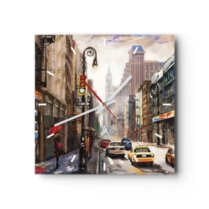 Nástenné hodiny - New York – farebný aj v daždi - 30x30 cm