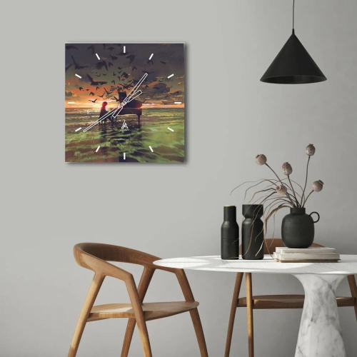 Nástenné hodiny - Koncert na piano a vlny - 30x30 cm