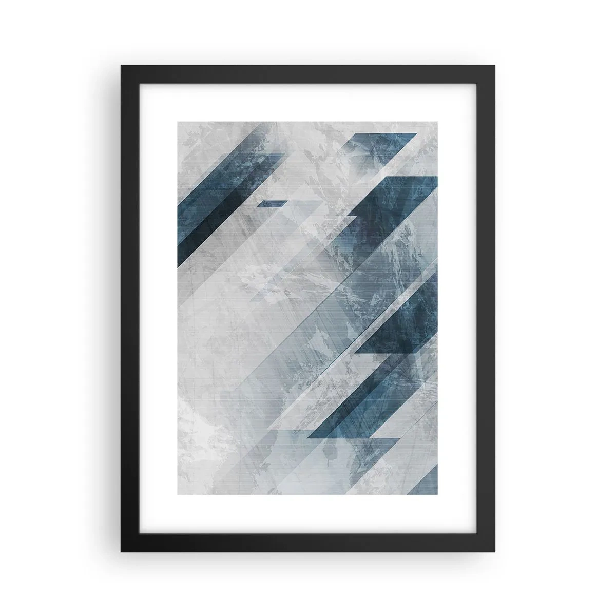 Plagát v čiernom ráme - Priestorová kompozícia – pohyb šedej - 30x40 cm