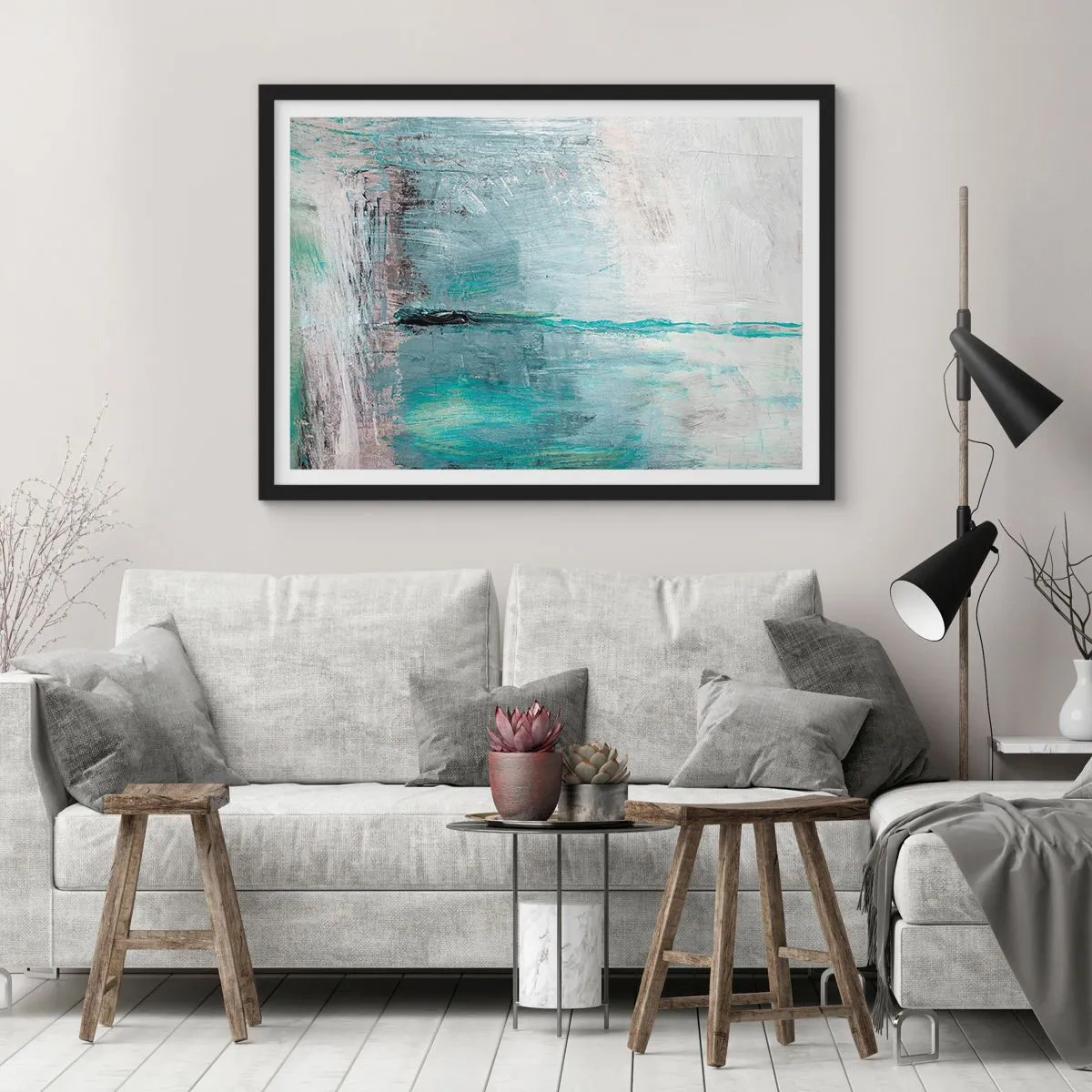 Plagát v čiernom ráme - Horizontálne v modrej - 91x61 cm