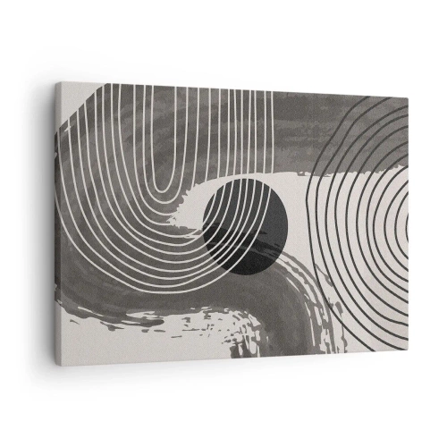 Obraz na plátne - Geometrické čiary a ovály v monochromatických odtieňoch - 70x50cm - Ovál víťazí - Moderná nástenná dekorácia do obývacej izby a spálne ARTTOR