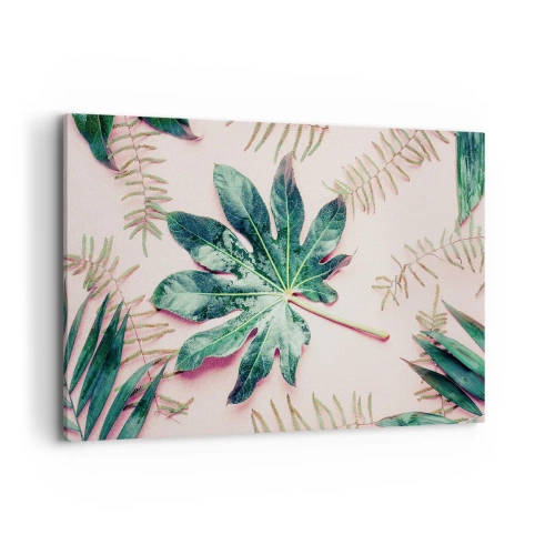 Obraz na plátne - Štúdia zelenej na ružovom pozadí - 120x80 cm