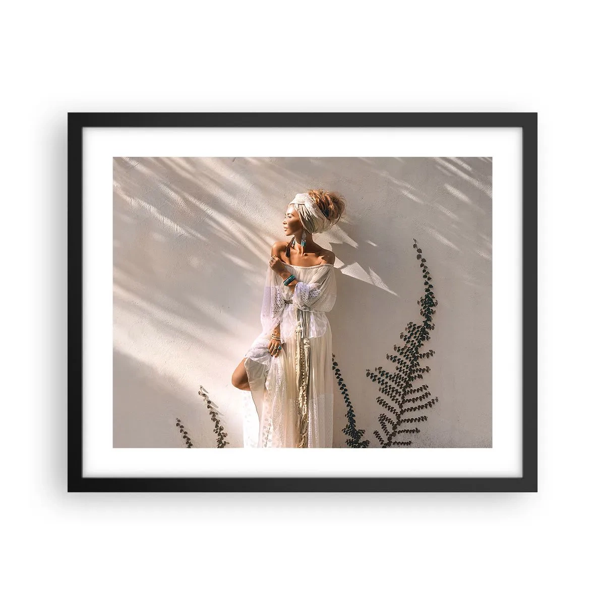 Plagát v čiernom ráme - Slnko a dievča - 50x40 cm