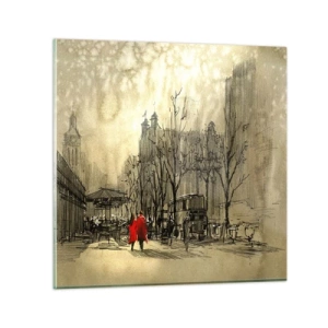 Obraz na skle - Rande v londýnskej hmle  - 30x30 cm