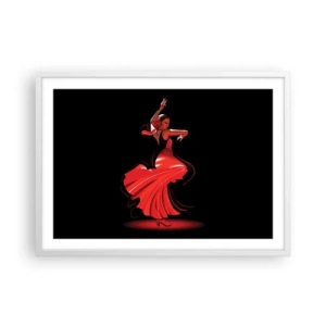 Plagát v bielom ráme - Horúca duša flamenco - 70x50 cm