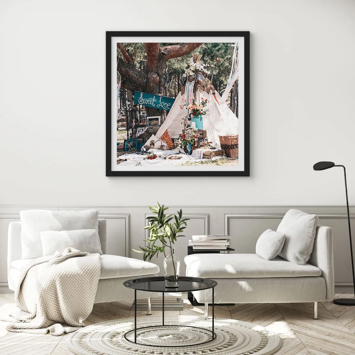 Plagát v čiernom ráme - Make love… - 40x40 cm