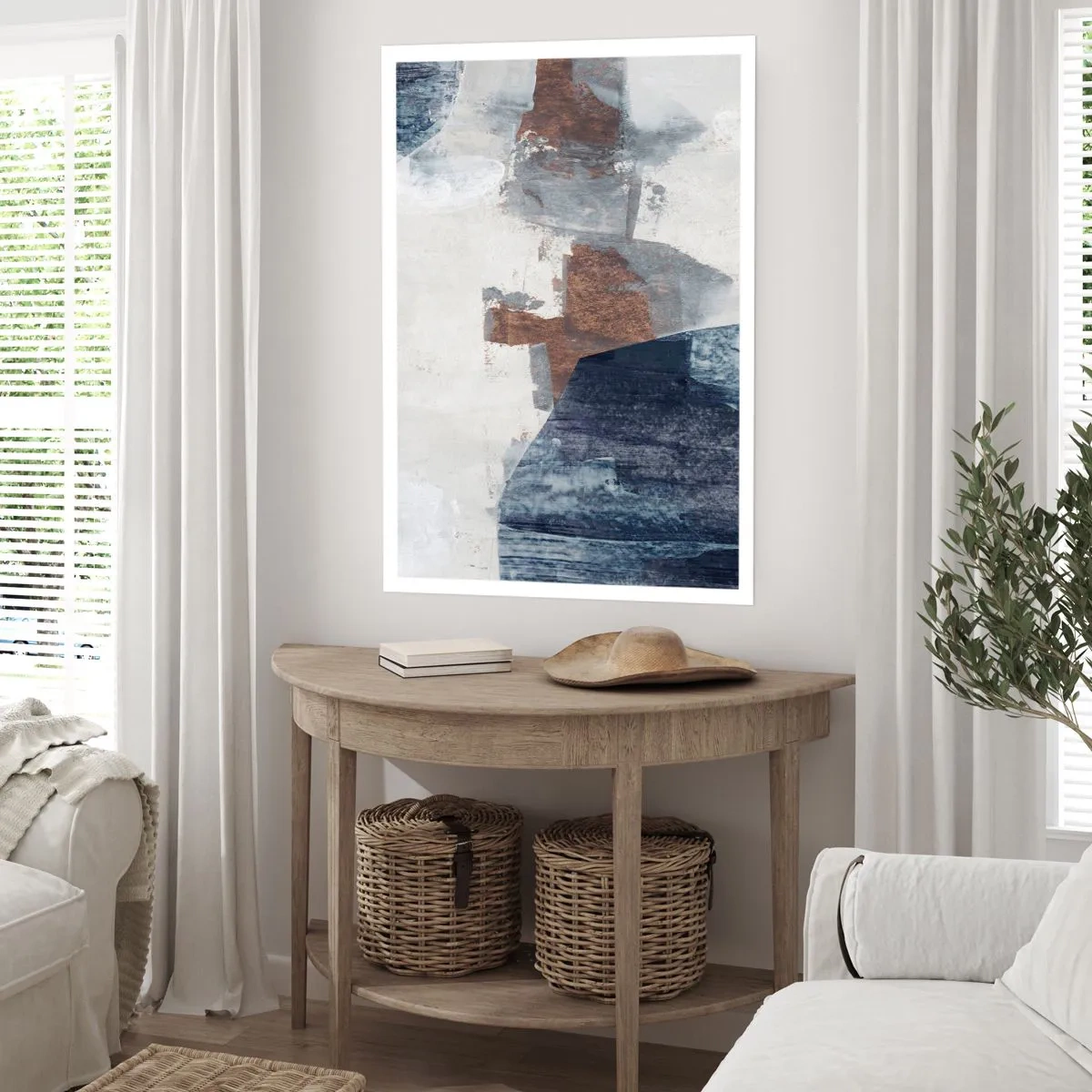 Plagát - Modro-hnedé tvary - 61x91 cm