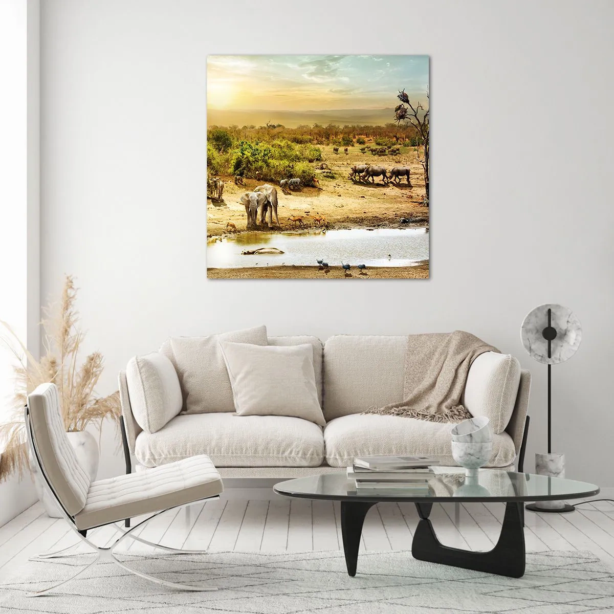 Obraz na skle - „Z raja opäť pramenila rieka…“ - 50x50 cm