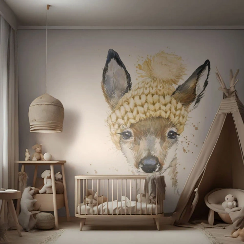 Fototapeta Premium Sand - V zime v snežnom lese - Pre deti, Roe, Grafika - 100x70 cm