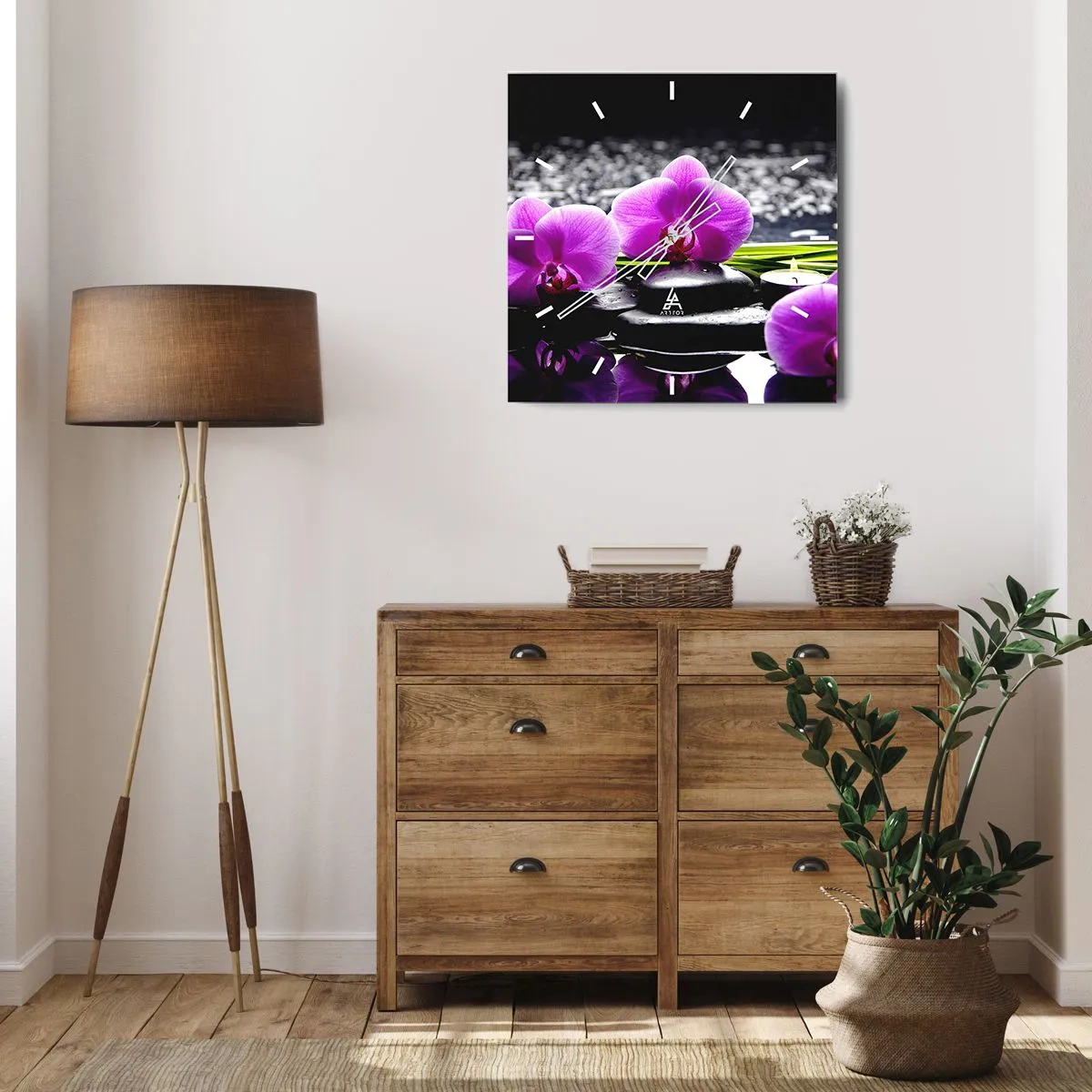 Nástenné hodiny - Utopiť v tichu a pokoji - 40x40 cm