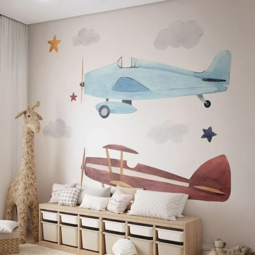 Fototapeta Premium Sand - Pán pilot, čakáme! - Lietadlá, Retro, Detský - 450x315 cm