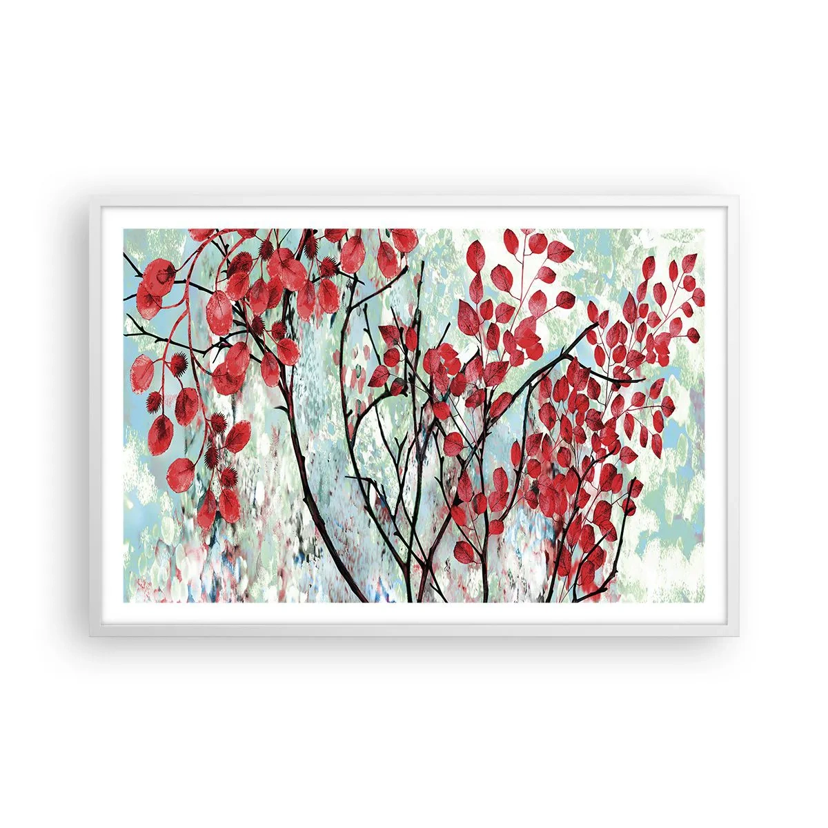 Plagát v bielom ráme - Strom v šarlátovej - 91x61 cm