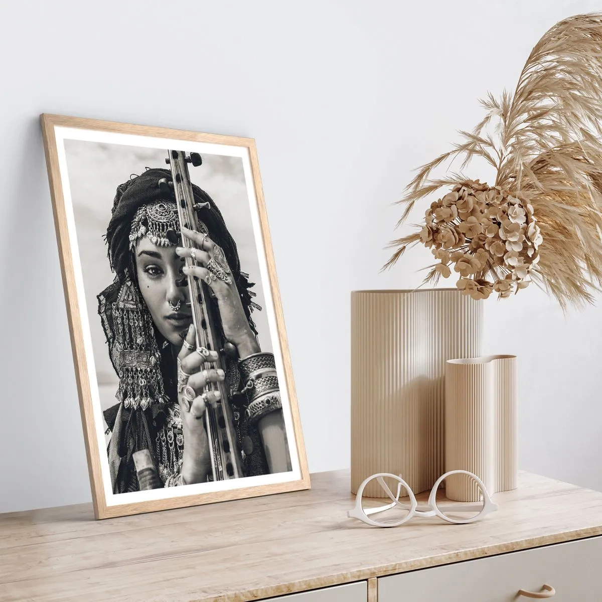 Plagát v ráme zo svetlého duba - Samotná hudba orientu - 50x70 cm